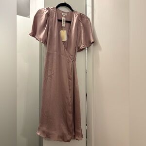 Wilfred Blush Satin Wrap Dress